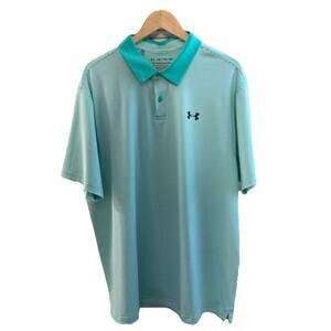 Under Armour The Playoff Polo Mens XXL Mint Green Striped Loose Golf Outdoor